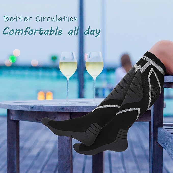 Compression Socks for Men & Women 20-30 mmHg Knee High -Best Support for Medical, Athletic, Sports, Travel (1/2Pairs)