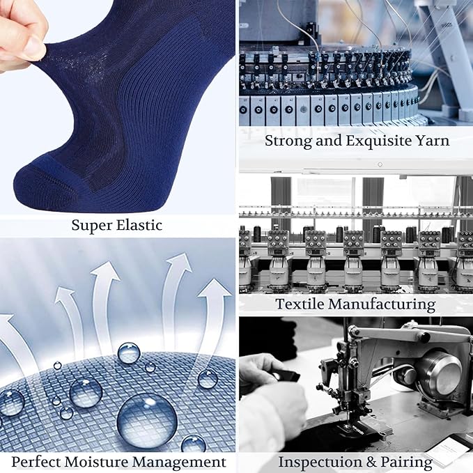 +MD Diabetic Socks for Men Women 6 Pairs,Non-Binding Top Extra Wide Ankle/Crew Socks, for Edema Circulator 9-11 10-13 13-15