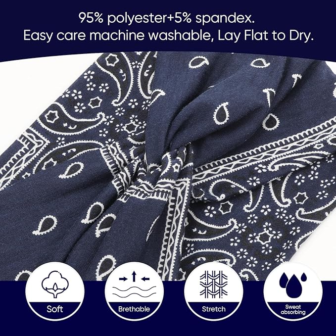 DRESHOW 8 Pack Turban Headbands for Women Wide Vintage Head Wraps Knotted Cute Hair Band Accessories