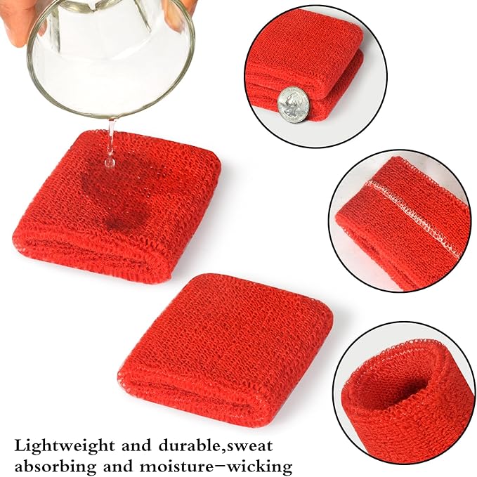 24 Pcs Neon Sweatbands Set Include 8 Pcs Sports Headband and 16 Pcs Cotton Wristbands 80s Neon Sweat Bands Bulk for Gym, Tennis, Basketball, Running, Exercise