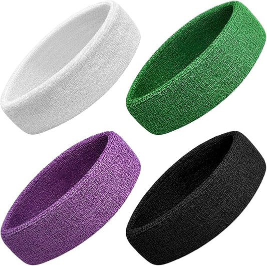 Sweatbands Sport Headbands for Men & Women, 12 Pcs Sweat Head Bands Moisture Wicking Sport Headband Cotton Sweatbands for Basketball, Athletic Exercise, Running