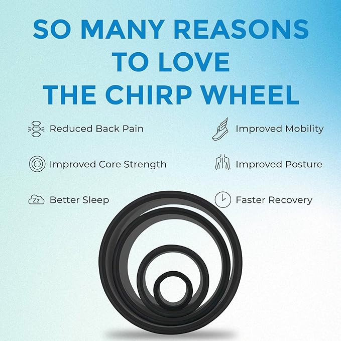 Chirp Wheel Foam Roller – Targeted Back & Neck Relief, Lumbar Spine Stretcher, Spinal Decompression Back Stretcher, Massage Roller with Density Foam for Physical Therapy, Supports 500lbs, 4-Pack Black