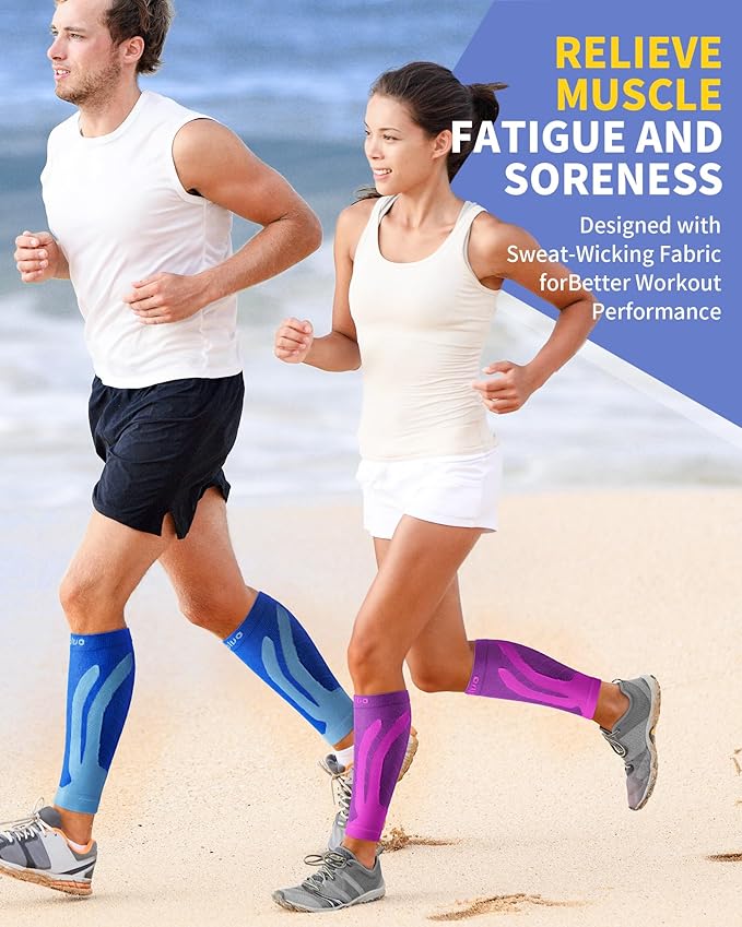 CAMBIVO 3 Pairs Calf Compression Sleeves for Men & Women – Footless Compression Socks for Shin Splints, Pain Relief, Varicose Veins – Leg Support for Running, Travel, Fitness, Nursing