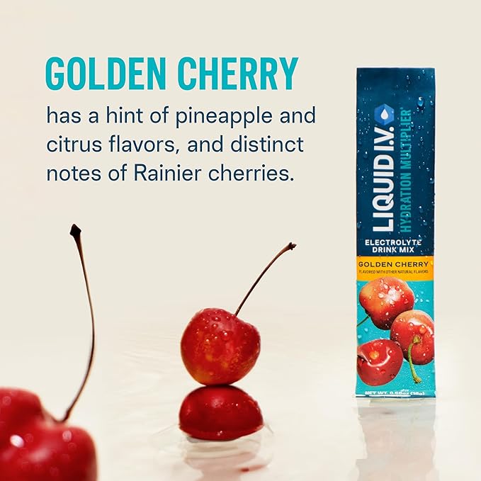 Liquid I.V.® Hydration Multiplier - Golden Cherry | Electrolyte Powder Drink Mix | 1 Pack (16 Servings)