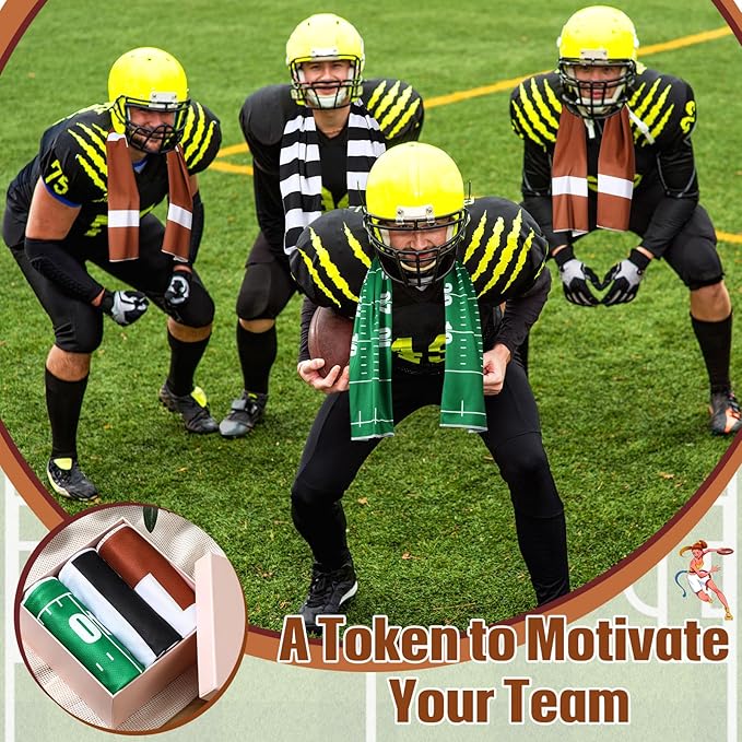 12 Pcs Football Cooling Towels, 40''x12 Football Breathable Chilly Ice Towel, Ice Microfiber Foot Ball Field Black White Stripe Cooling Rag for Team Coach Gift Sport Party Favors