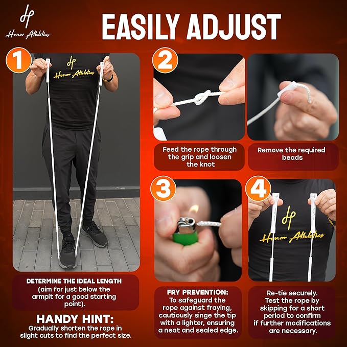 Honor Athletics 2.0 Beaded Jump Rope - Adjustable with Unbreakable Handles & Shatterproof Beads for Enhanced Fitness Training