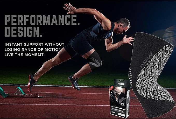 Physix Gear Knee Compression Sleeve for Men & Women - Best Compression Knee Brace for Walking, Running, Gym, Basketball, Weightlifting,Workout, Sports - Knee sleeves Support Compression & Stability