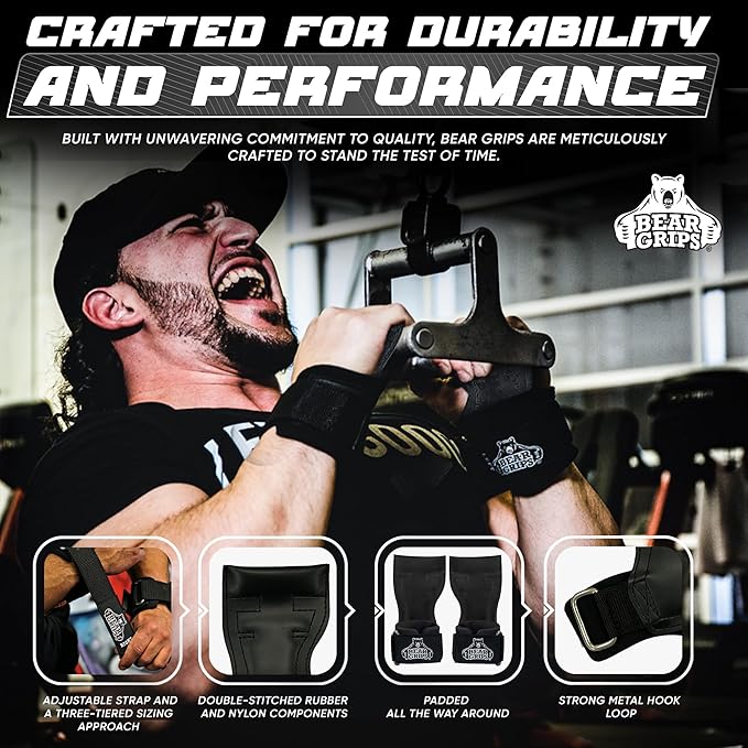 Bear Grips Wrist Straps for Weightlifting Alternative to Traditional Lifting Straps Gym, Modern Weight Lifting Straps, Deadlift Straps, Gym Straps. Lifting Grips with Wrist Support, for Men and Women