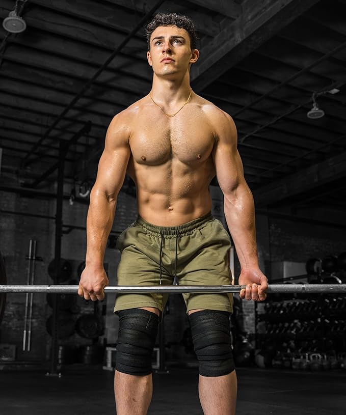 DMoose Fitness Knee Wraps for Weightlifting (Pair) – 78” Gym Brace Straps for Joint Stability & Pain Relief - Perfect for Squats & Working Out - USPA Approved Knee Wrap Supports for Men and Women