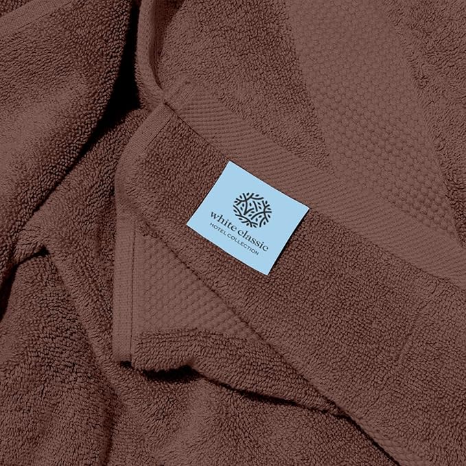 White Classic Luxury Soft Brown Bath Sheet Towels - 650 GSM Cotton Luxury Bath Towels Extra Large 35x70 / Highly Absorbent and Quick Dry/Hotel Collection Extra Large Bath Towels Oversized, 2 Pack