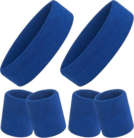 ONUPGO 6 Pieces Sweatbands Set - Sports Headbands Wristbands for Men & Women,Cotton Terry Cloth Sweatband for Tennis,Basketball,Gym,Working Out - Moisture Wicking Elasticity