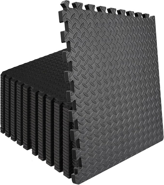 0.5in Thick Interlocking Exercise Mats,24 x 24in High-Density EVA Interlocking Foam Floor Tiles – Puzzle Gym Mat for Home Gym, Workout Equipment, Weightlifting, Kids Play Area