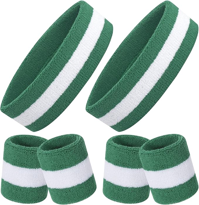 ONUPGO 6 Pieces Sweatbands Set - Sports Headbands Wristbands for Men & Women,Cotton Terry Cloth Sweatband for Tennis,Basketball,Gym,Working Out - Moisture Wicking Elasticity