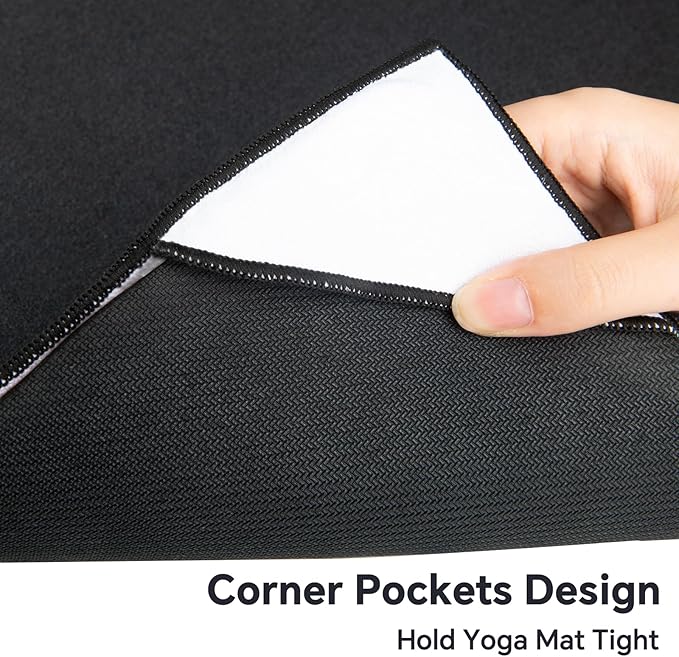 Colorful Star Yoga Towel with Corner Pockets, Non Slip Grip Dots Sweat Absorbent Hot Yoga Mat Towels, Soft Yoga Blankets with Travel Bag, Mat Cover for Workout, Gym, Fitness - 70"x26", Gold Mandala