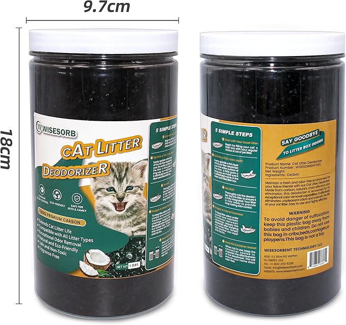Cat Litter Deodorizer 1.2Lb Activated Carbon Litter Box Odor Eliminator Absorber Unscented Cat Litter Odor Control Room Deodorizer Solution for Homes with Pets