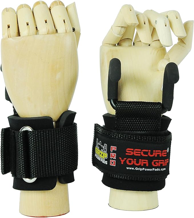 Weight Lifting Rod Hooks Heavy Duty Wrist Wraps Power Weight Lifting Training Gym Grips Straps Set of 2