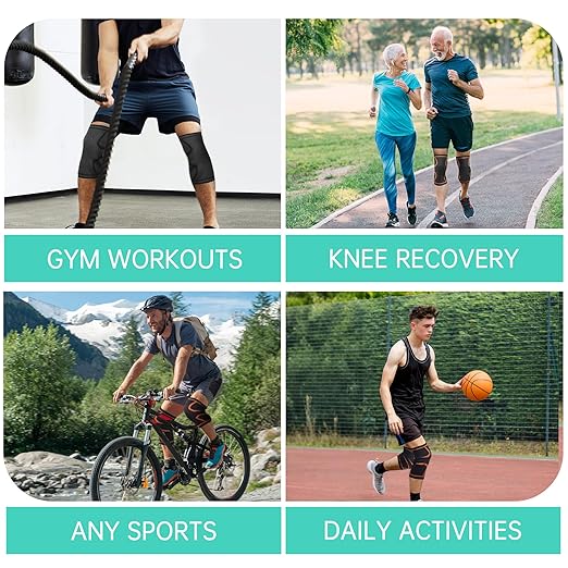 Compression Knee Brace for Women & Men, 2-Pack Knee Brace for Sports, Running, Weightlifting, Arthritis, Meniscus Tear, ACL, Hiking, Recovery Support & Fitness(Black,X-Large)