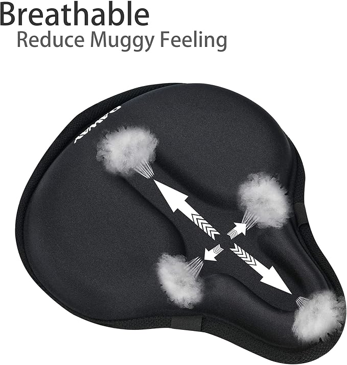 DAWAY Comfortable Bike Seat Cover - Silicone Gel & Memory Foam Padded Bike Seat Cushion for Men Women - Soft Bicycle Saddle Cover for Peloton, Stationary Exercise, Mountain Road Bikes - XL/Large/Small