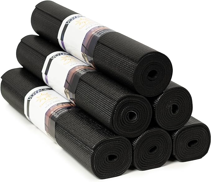 Sunshine Yoga Voyage Yoga Mat, 6 Pack, 72" x 24" Professional Studio and Gym Bulk Yoga Mats, 5mm Thick, Durable, Anti-Tear, Non Slip Fitness and Exercise Mats