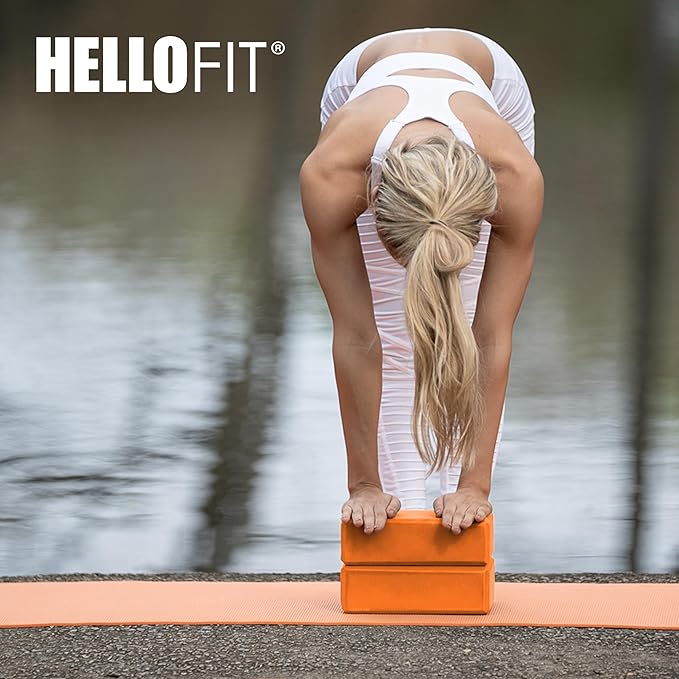 Hello Fit 3" Yoga Block, 10 Pack Bulk EVA Foam Yoga Blocks, Firm and Supportive Yoga Brick, Balance Foam for Stretching, Pilates, and Workout, 3" x 6" x 9"