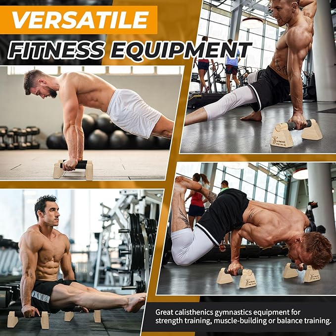 Parallettes Push Up Bars wooden, Push Up Bars for Handstand Training, Mini Handle Pumps for Men