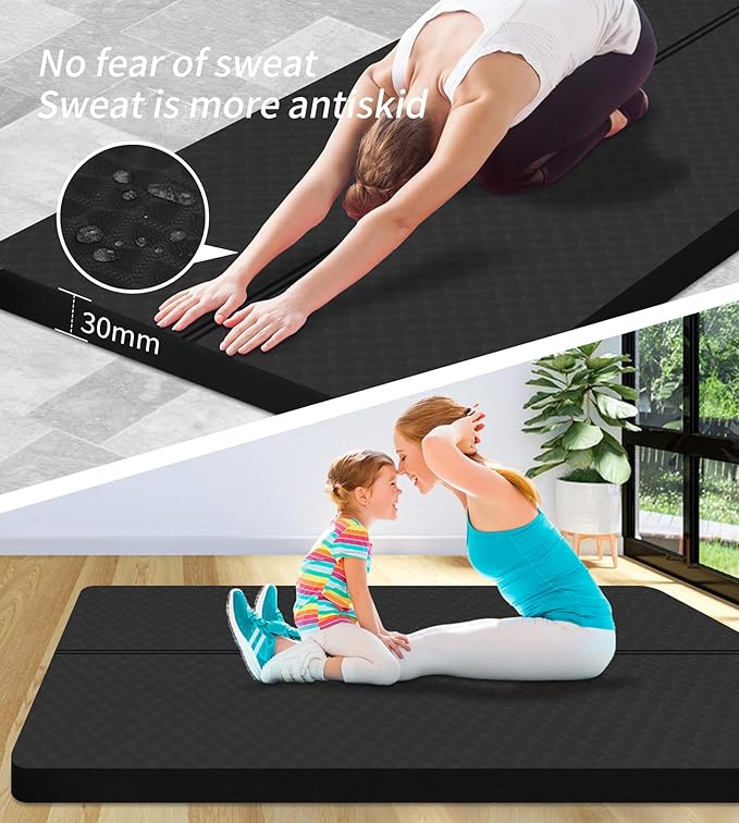 nuveti Large Exercise Mat - 15mm/20mm/30mm Thick Yoga Mat | Workout Mat for Fitness, Yoga, Pilates, Stretching & Floor Exercises for Women & Men with Free Carrying Bag