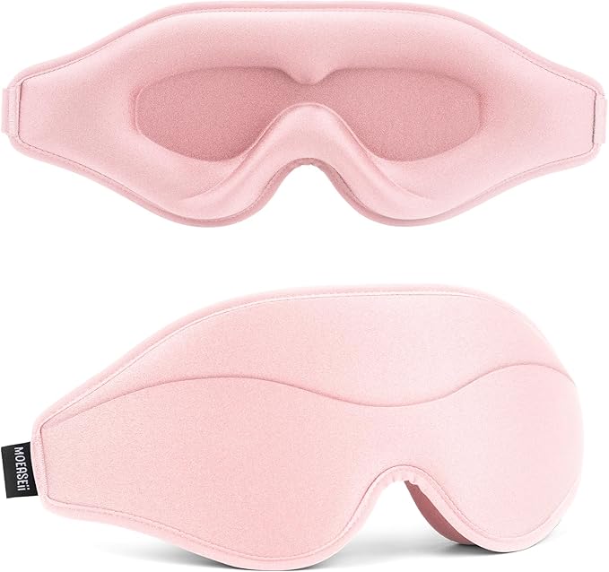 Sleep Mask - Total Blackout 3D Sleeping Mask, Super Lightweight & Silky Soft Eye Mask for Sleeping, Fully Adjustable Fit for Home, Office, Traveling, Meditation, Yoga, Pink