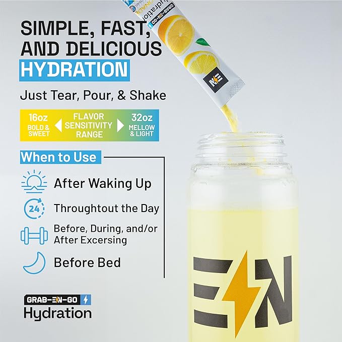 EN, Sugar-Free Electrolytes Powder Packets β Keto Electrolytes Hydration Packets, Single-Serving Electrolytes, Zero Calories, Vegan, Non-GMO, Organic, Gluten-Free, Lemonade 18 CT