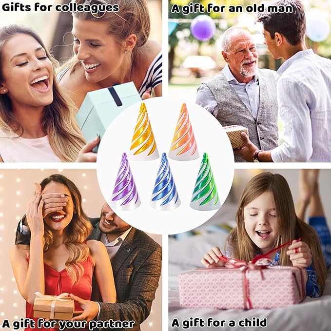 5Pcs Spiral Cone Fidget Toy,Impossible Cone Impossible Pyramid Passthrough Toy,3D Printed Spiral Cone Fidget Toy,Mini Vortex Thread Illusion Desktop Deco Souvenir Gift for Anxiety Relaxing