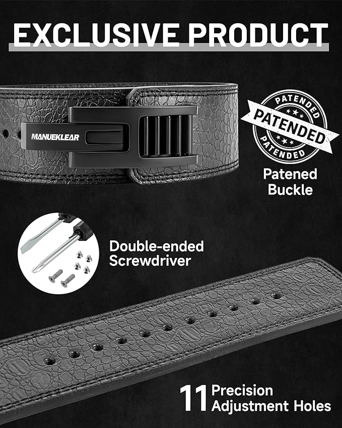 MANUEKLEAR Lifting Belt Lever for Men Women, 10mm Quick Locking Lever Belt Weightlifting with Adjustable Buckle, Lever Weight Lifting Belt for Powerlifting & Deadlifts