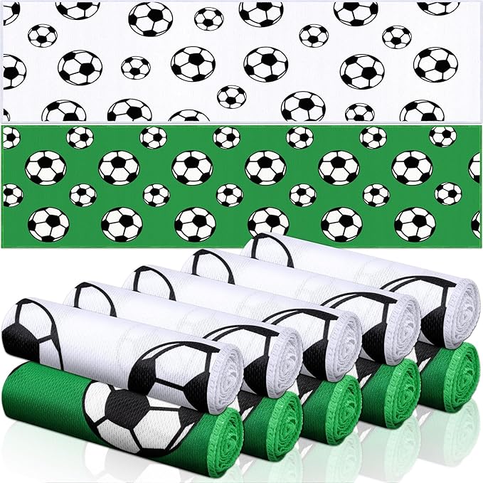 12 Pcs Sports Cooling Towels Baseball Basketball Softball 30 x 9 Inch Breathable Soccer Football Volleyball Microfiber Ice Towel Fast Drying for Party Favors Team Gift(White, Soccer)