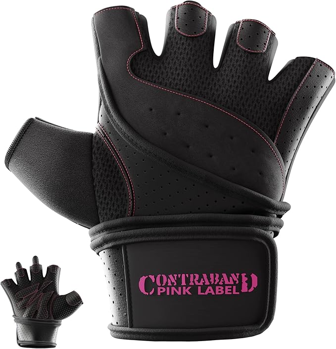 5737 Womens Padded Wrist Wrap Weight Lifting Gloves w/GripLock Padding (Pair) - Machine Washable Fingerless Workout Gloves w/Wrist Support Designed for Women