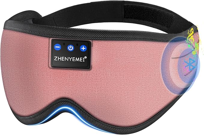 Bluetooth Sleep Mask Headphones 3D Deep Eye Mask with Headphones,Can Play 14 Hours Breathable 100% Blackout Sleeping Mask for Travel/Nap,Sleep Aids with Travel Bag Tech Gadgets for Men Women