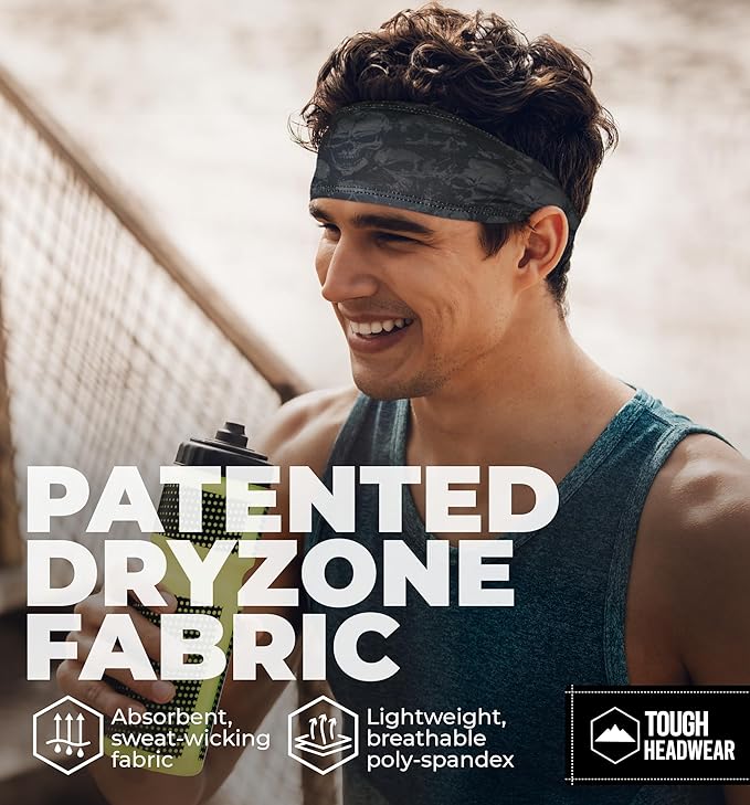 Tough Headwear Sport Headbands for Men - Workout Headbands for Women - Running Headband -Tennis Athletic Sweatband