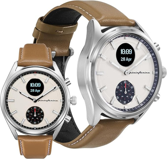 pininfarina Hybrid Sintesi Smart Watch, Heart Rate Monitoring, Fitness Tracker, Genuine Leather Strap, Sleep Monitoring, GPS Tracker, 30-Day Battery Life, Android & Apple Compatible