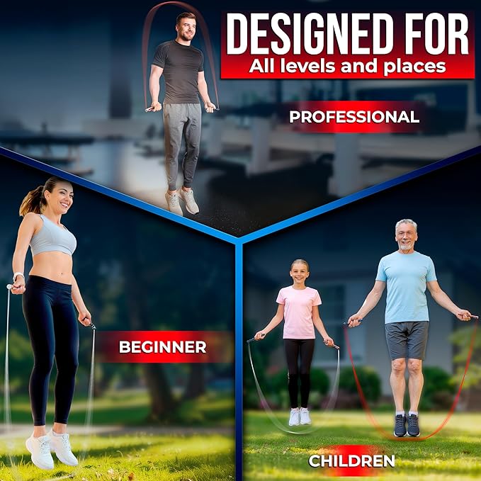 BARACUS Jump rope for women, men, kids | gym accessories for women | at home workout equipment | pesas para ejercicios en casa β Professional Speed Rope with Knurled Aluminum Handles & Hard Case