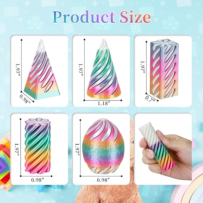 5 Pack Impossible Cone, Spiral Cone Passthrough Sculpture 3D Printed Fidget Toys, 3D Printed Pyramid Fidget Toys for Kids Adults - Stress Relief Desk Toy, Impossible Spiral Decoration for Desk (5)