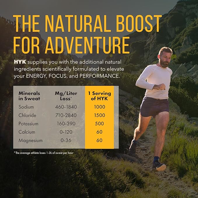 HYK Electrolyte Drink Mix | Endurance Fuel for Runners, Ultra & Trail Athletes | Energy, Focus, Hydration + Recovery All-in-One Easy Open Stick Pack | Prickly Pear Flavor, 30 Count