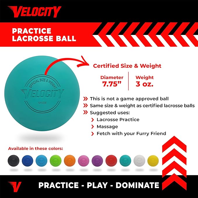 Velocity Lacrosse Balls - 1, 2, 3, 6, 12, 18, 24, 36, 60 and 120 Packs - for Practice, Official NFHS and College Approved Size
