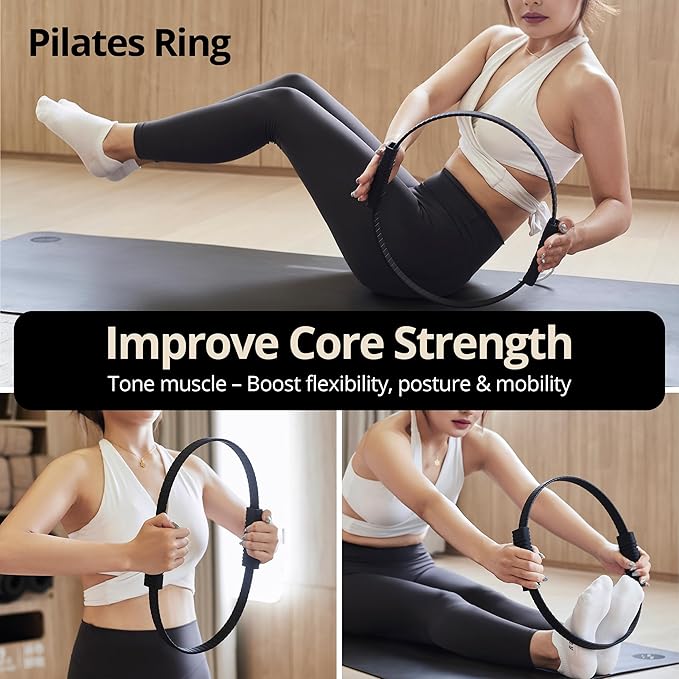 Build & Fitness Pilates Ring – 13.5 inch Magic Circle for Toning Thighs, Core, and Arms – Lightweight, Durable Silicone & Fiberglass Construction for Modern Home, Studio & Travel Workouts
