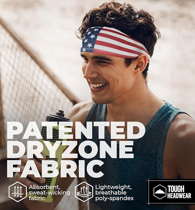 Tough Headwear Sport Headbands for Men - Workout Headbands for Women - Running Headband -Tennis Athletic Sweatband