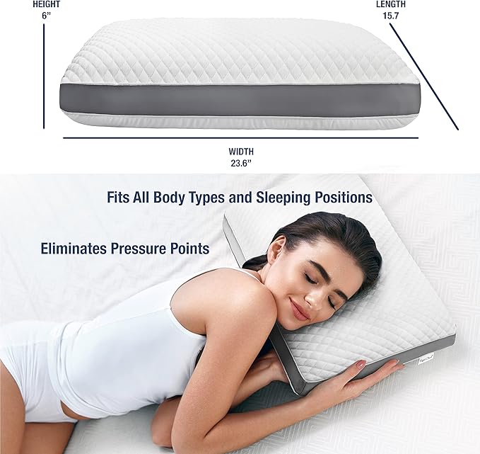 Perfect Cloud The Perfect Pillow Dual Temperature Memory Foam Pillow with Adjustable/Removable Layers for Back, Stomach, & Side Sleepers - Luxury Custom Loft Bed Pillow for Sleeping - Standard