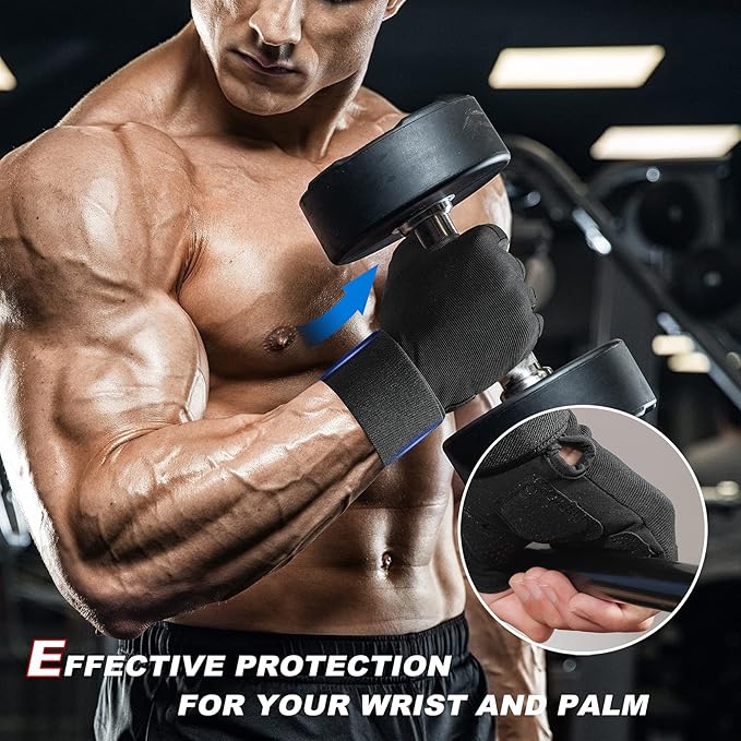 Workout Gloves with Wrist Wrap Support, Weight Lifting Gloves with Full Palm Protection & Extra Grip for Men Women Gym Exercise, Fitness, Weightlifting, Pull ups