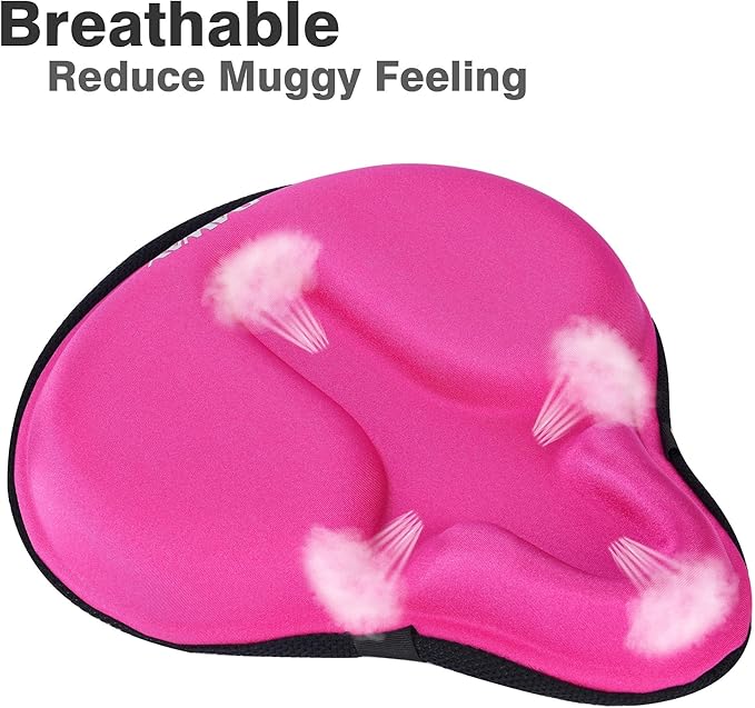 DAWAY Comfortable Bike Seat Cover - Silicone Gel & Memory Foam Padded Bike Seat Cushion for Men Women - Soft Bicycle Saddle Cover for Peloton, Stationary Exercise, Mountain Road Bikes - XL/Large/Small