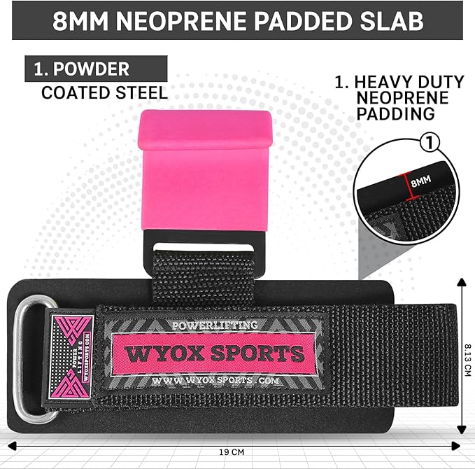 WYOX Weight Lifting Hooks for Men & Women (Pair) โ Heavy Duty Wrist Support Straps with Hooks for Deadlifts, Pull Ups, Shrugs โ Gym Lifting Straps with Grip Assist for Weightlifting & Strength Training