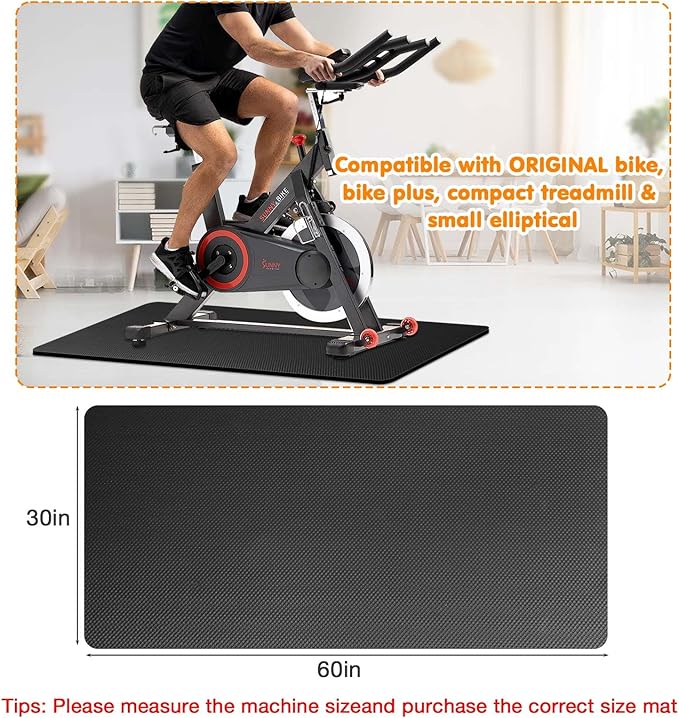 Treadmill Mat Compatible with Peloton Bike, 6mm Thick Exercise Bike Mat for Treadmill and Row Protect Hardwood Floor Carpet