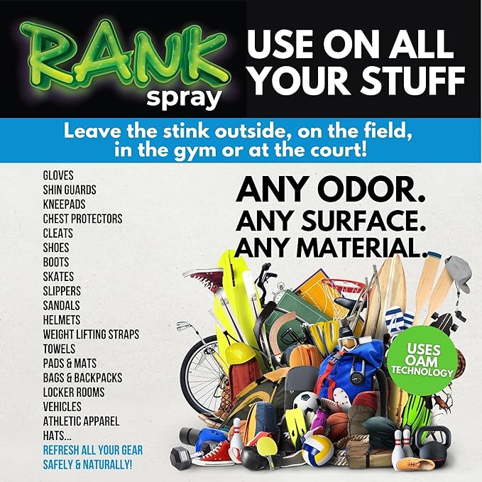 Sports Odor Eliminator: Banish Body & Sweat Odor From Sports Gear, Yoga Mats, Gym Bag, Shoes, Helmets, Cleats, etc! Safe Boxing Glove Spray & Hat Deodorizer - 2 16 oz Unscented Bottles