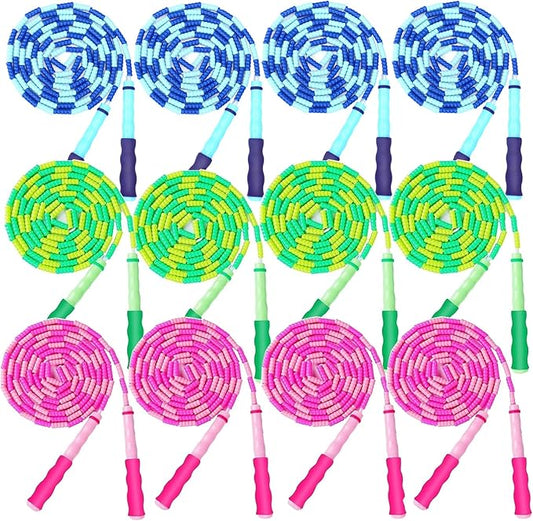 GRAWUN Jump Rope For Kids, Soft Beaded Jump Rope, Adjustable Length Tangle-Free Segmented Soft Beaded Skipping Rope,for Women, Men and Kids Keeping Fit, Workout and Weight Loss