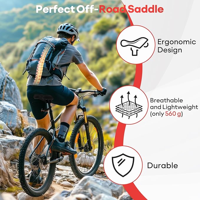 New Gel Bike Seat for Men & Women, Mjkeomo Waterproof Bicycle Seat Breathable Mountain Bike Saddle Gel Bicycle Saddle for MTB, BMX, Road Bike, City Bikes, Exercise Bikes