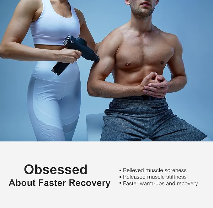 Fusion Black Pro Deep Tissue Massage Gun for Athletes - Percussion Muscle Massager for Pain Relief and Relaxation - Chiropractor Body Massager